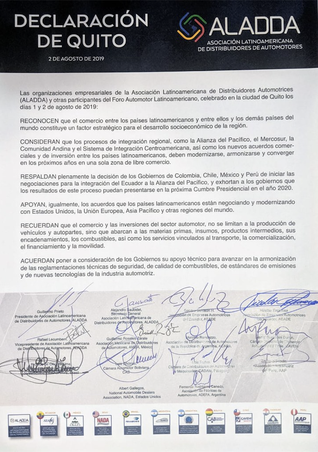 Declaración de Quito 2019